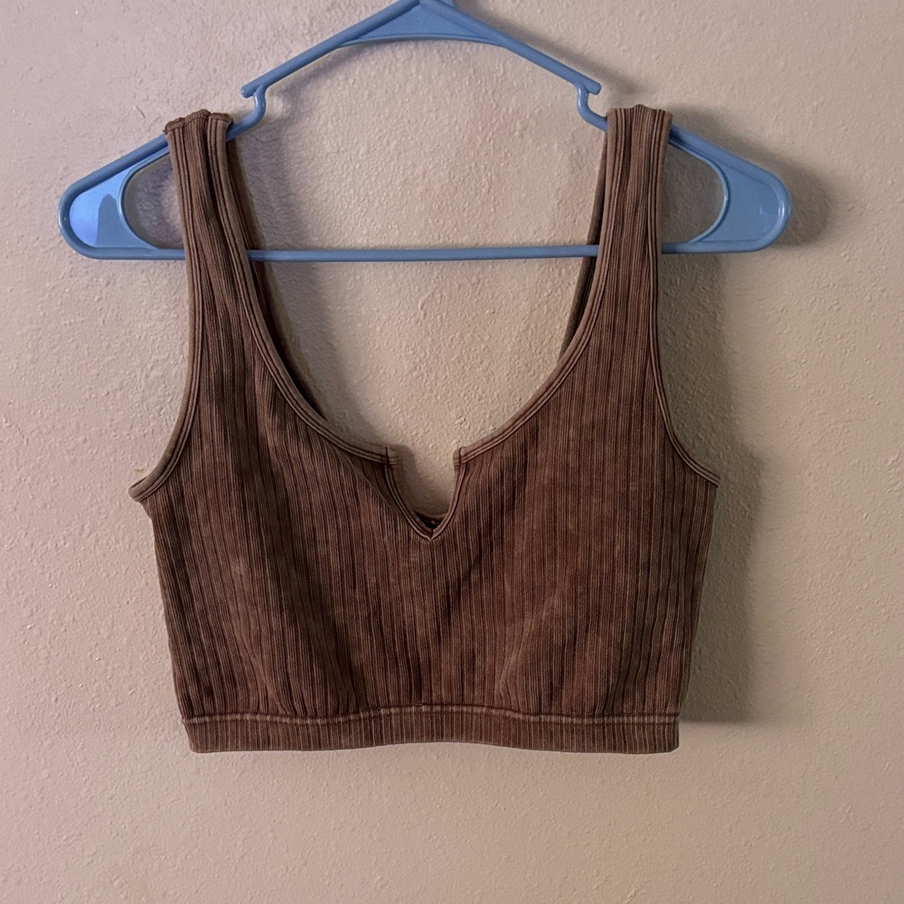 Zena Chocolate Ribbed Crop Top